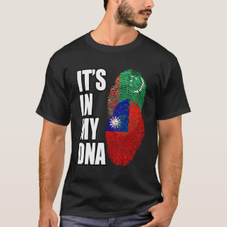 Turkmen And Taiwan Mix Heritage Dna Flag T-Shirt