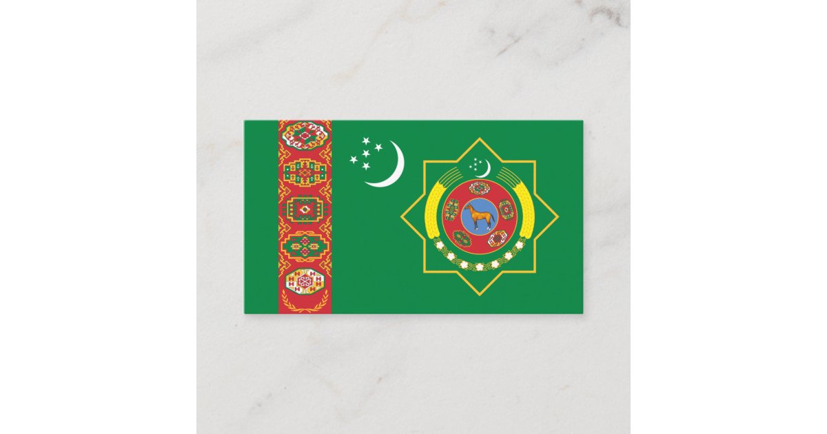 Turkmen Flag Emblem Flag Of Turkmenistan Business Card Zazzle Com