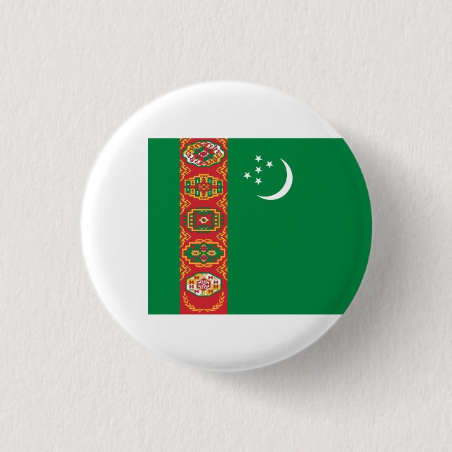 Turkmen Flag, Flag of Turkmenistan Button (Front)