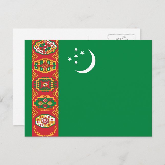 Turkmen Flag, Flag of Turkmenistan Postcard (Front/Back)