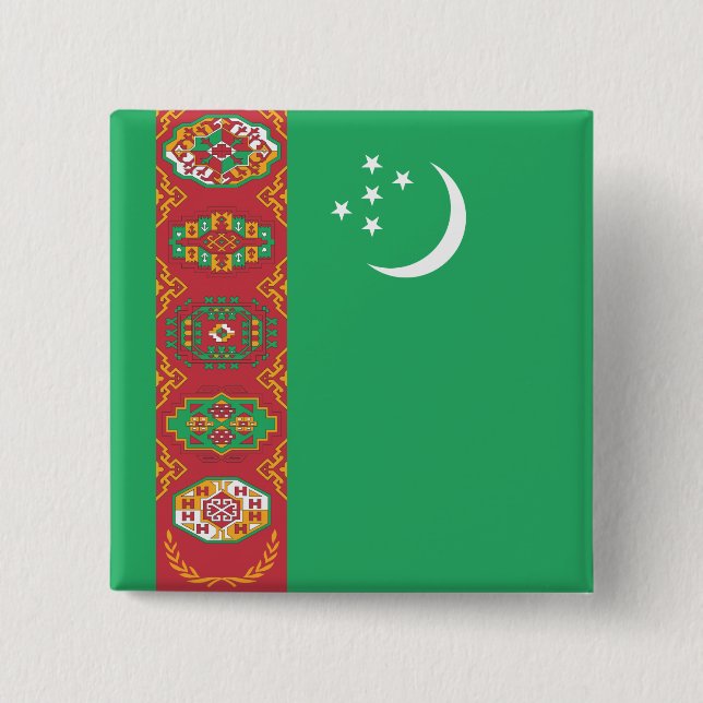 Turkmenistan Flag Button (Front)