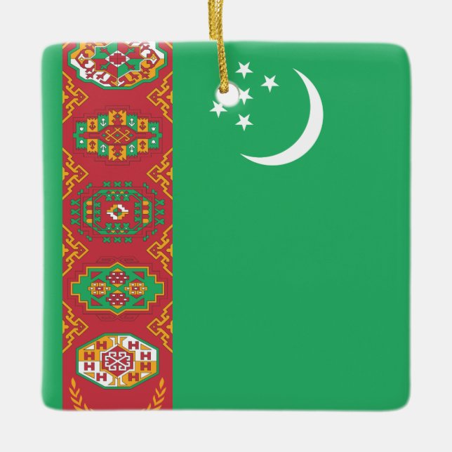 Turkmenistan Flag  Ceramic Ornament (Front)