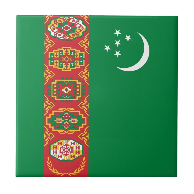 Turkmenistan Flag Ceramic Tile (Front)