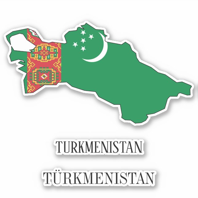 Turkmenistan Flag Charming Patriotic Map Sticker (Front)