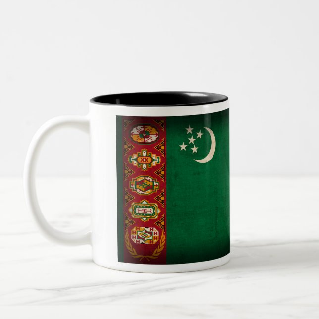 Turkmenistan Flag Distressed Mug (Left)