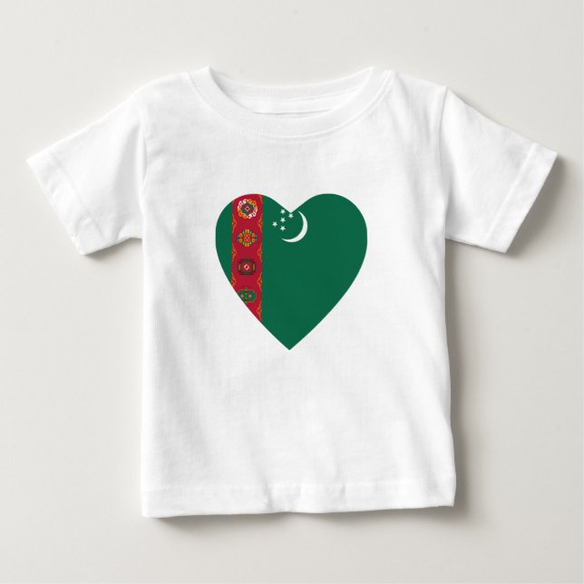 Turkmenistan Flag Heart T-Shirt (Front)