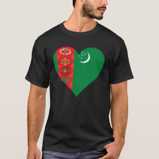 Turkmenistan Flag Heart Turkmenistan Love Turkmen T-Shirt