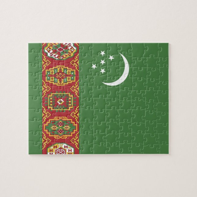Turkmenistan flag jigsaw puzzle (Horizontal)