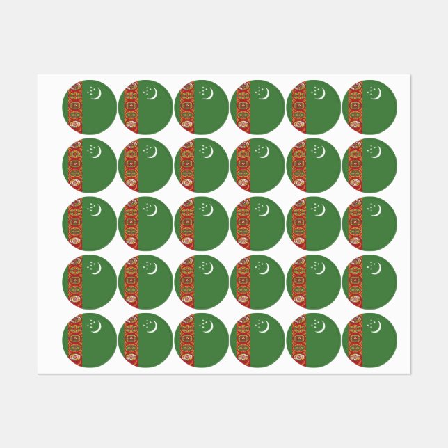 Turkmenistan flag labels (Sheet)