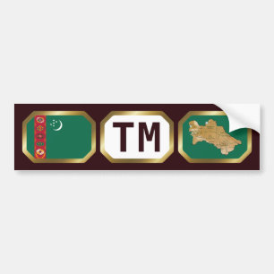 Turkmenistan Flag Map Code Bumper Sticker