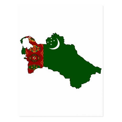 Turkmenistan flag map post card | Zazzle