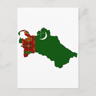 Turkmenistan flag map postcard
