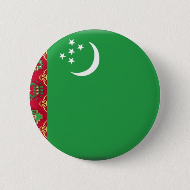 Turkmenistan Flag Pinback Button (Front)