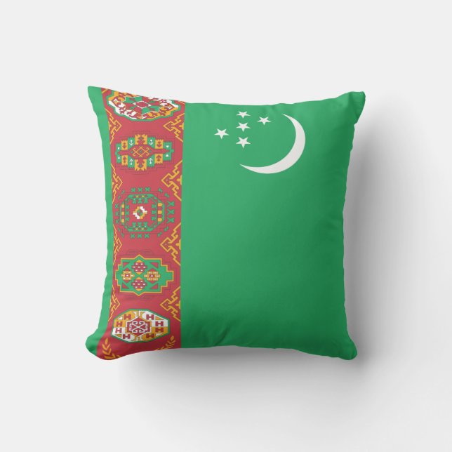 Turkmenistan Flag Throw Pillow (Front)