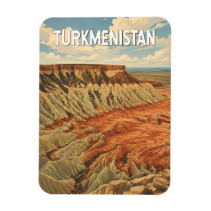 Turkmenistan Illustration Travel Art Vintage Magnet