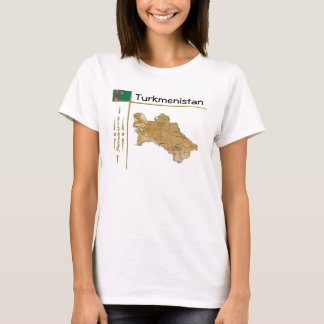 Turkmenistan Map + Flag + Title T-Shirt