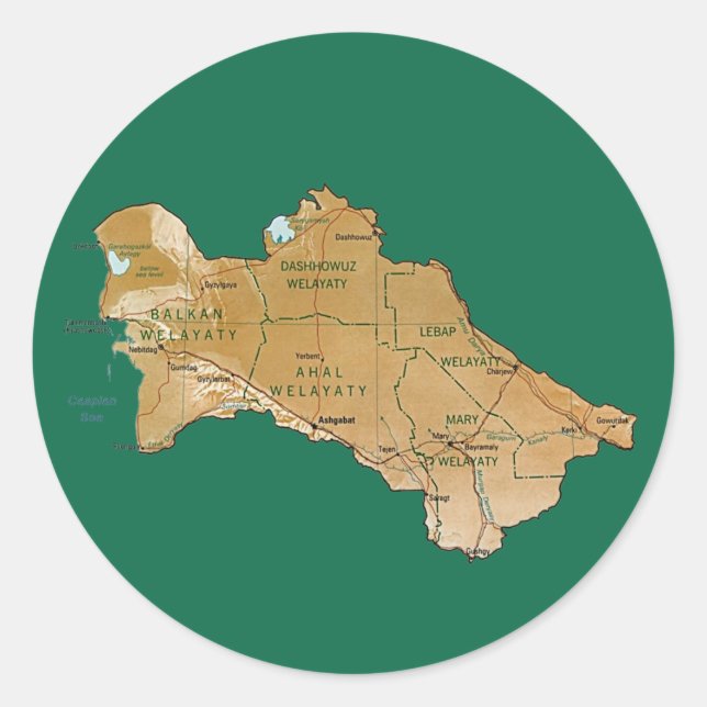 Turkmenistan Map Sticker (Front)