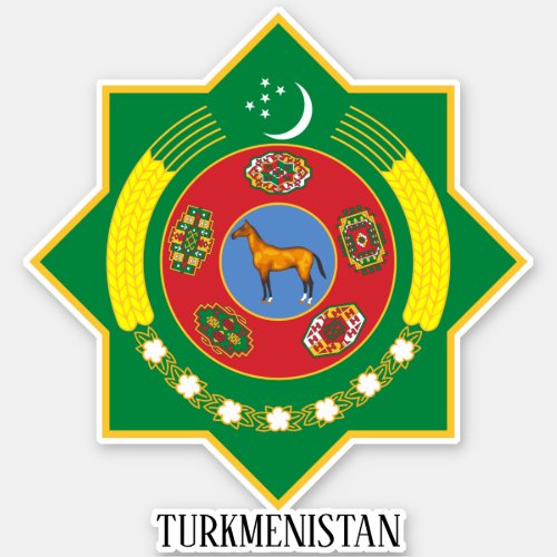 Turkmenistan National Coat Of Arms Patriotic Sticker