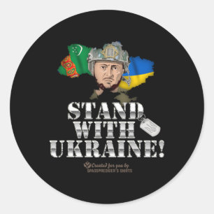Turkmenistan Stand With Ukraine Zelensky Flag Turk Classic Round Sticker
