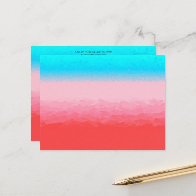 Turks and Caicos Blue and Coral Ombre Postcard (Front/Back In Situ)