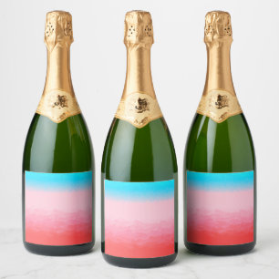 Turks and Caicos Blue and Coral Ombre Sparkling Wine Label