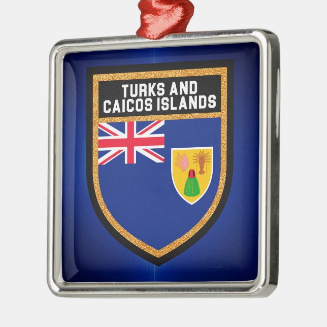 Turks And Caicos Flag Metal Ornament (Left)