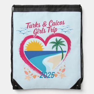 Turks and Caicos Girls Trip Tropical Paradise  Drawstring Bag