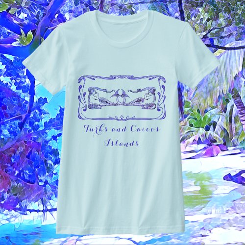  Turks and Caicos Islands Pretty Art Deco Mermaids T_Shirt