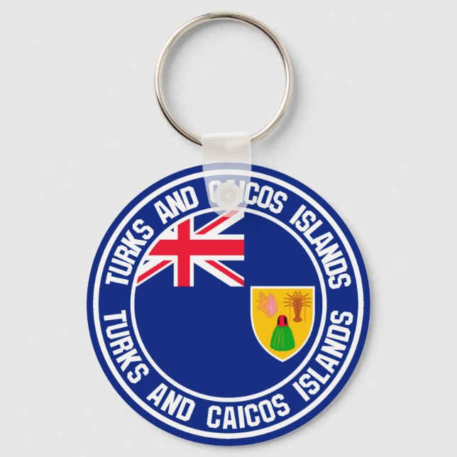 Turks and Caicos Islands Round Emblem Keychain (Front)