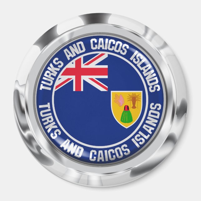 Turks and Caicos Islands Round Emblem Magnet (Front)
