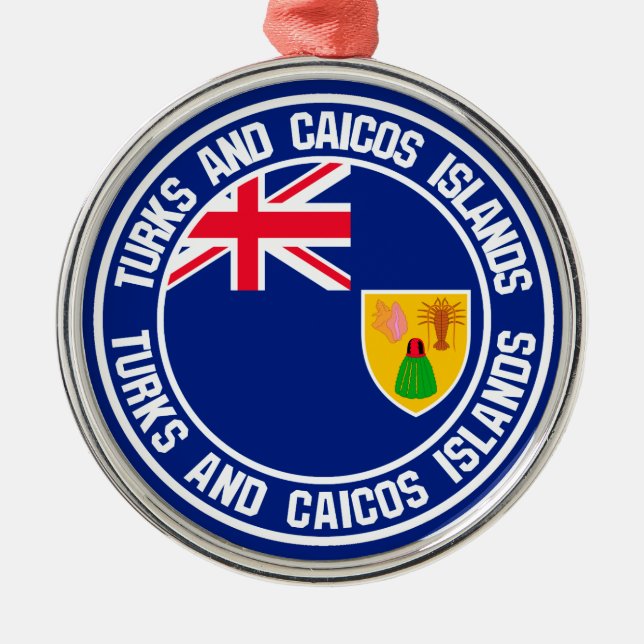 Turks and Caicos Islands Round Emblem Metal Ornament (Front)