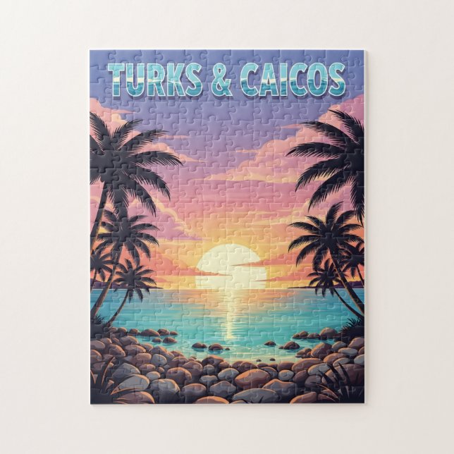Turks and Caicos islands tropical sunset Jigsaw Puzzle (Vertical)