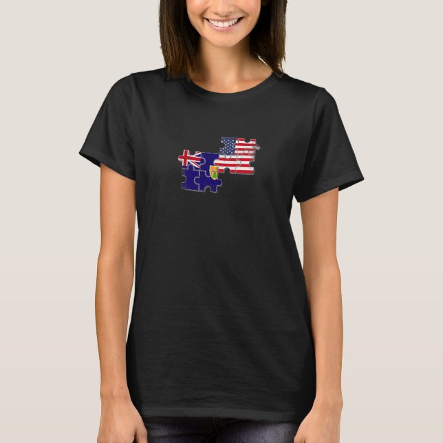 Turks And Caicos Islands USA American Flag   T-Shirt (Front)