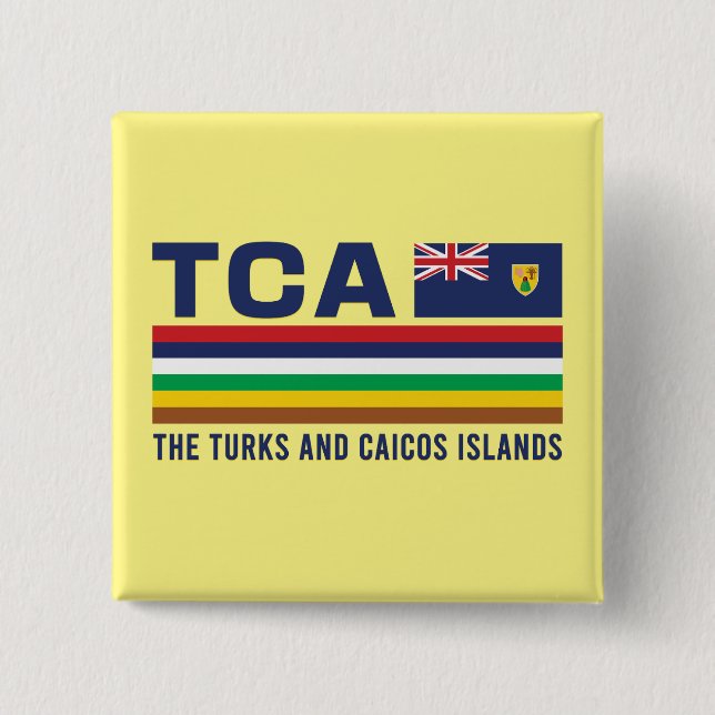 Turks and Caicos ISO Alpha 3 Design Button (Front)