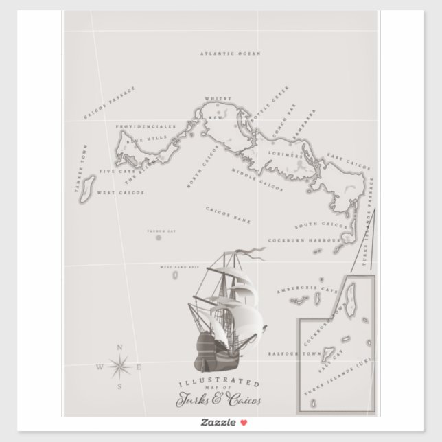Turks and Caicos Map Sticker (Sheet)
