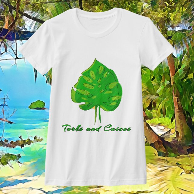 Turks and Caicos Pretty Tropical Leaf T-Shirt (Creator Uploaded)