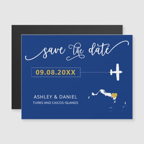 Turks and Caicos Wedding Save the Date Card Map Magnetic Invitation