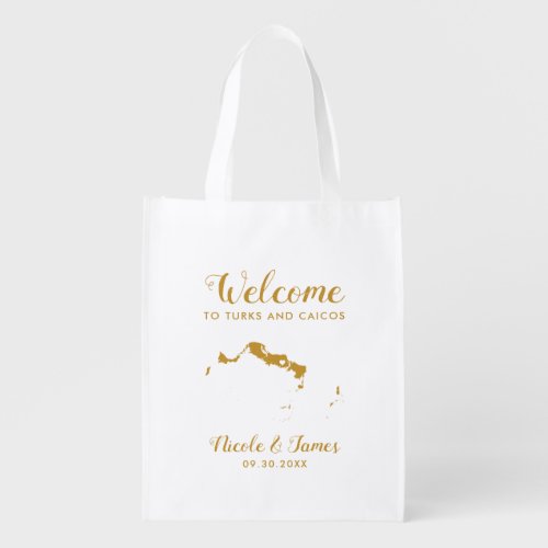 Turks and Caicos Wedding Welcome Bag Gold Tote Ba