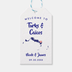 Turks and Caicos Wedding Welcome Bag Tags, Navy Gift Tags