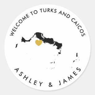 Turks and Caicos Wedding Welcome Stickers, Favor Classic Round Sticker