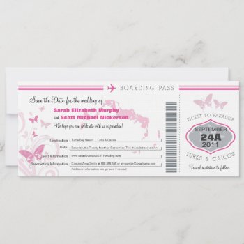 Turks & Caico Save The Date Boarding Pass by labellarue at Zazzle
