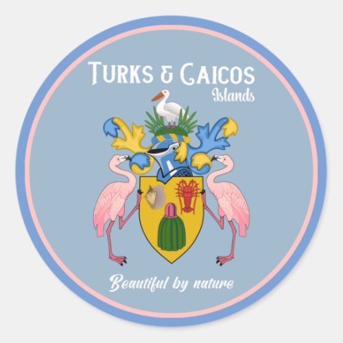 Turks  Caicos Coat Of Arms Classic Round Sticker