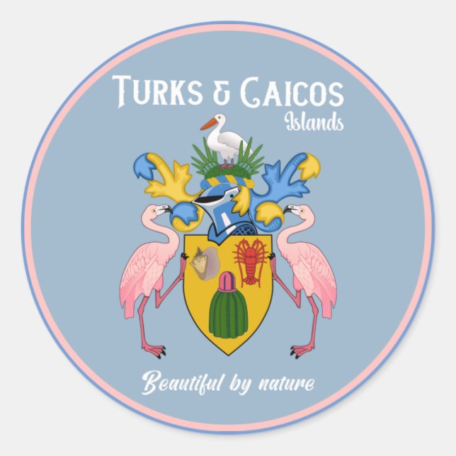 Turks & Caicos Coat Of Arms Classic Round Sticker (Front)