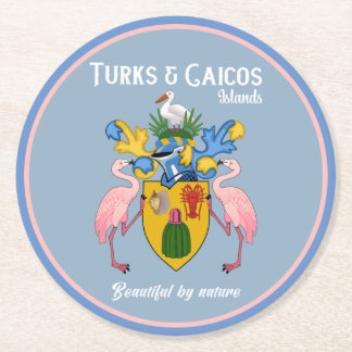 Turks & Caicos Coat Of Arms Round Paper Coaster