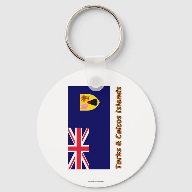Turks & Caicos Islands Flag with Name Keychain (Front)