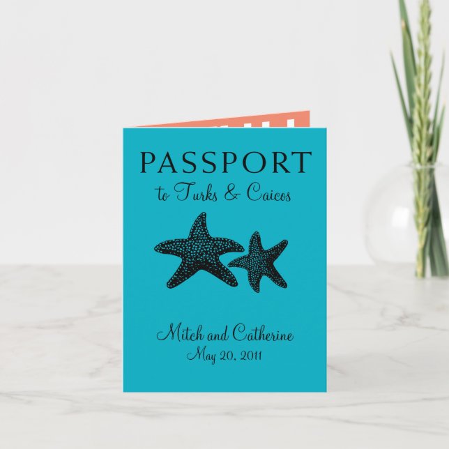 Turks & Caicos Passport Wedding Invitation (Front)