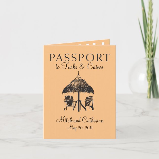 Turks & Caicos Passport Wedding Invitation (Front)