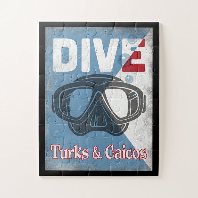 Turks & Caicos Vintage Scuba Diving Mask Jigsaw Puzzle (Vertical)