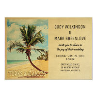 Turks Caicos Wedding Invitation Beach Palm Tree