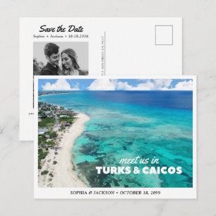 Turks & Caicos Wedding Save the Date Travel Retro Postcard